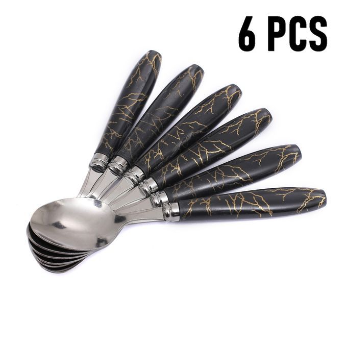 Pack 6 fourchettes de table en inoxydable avec poignée en marbre