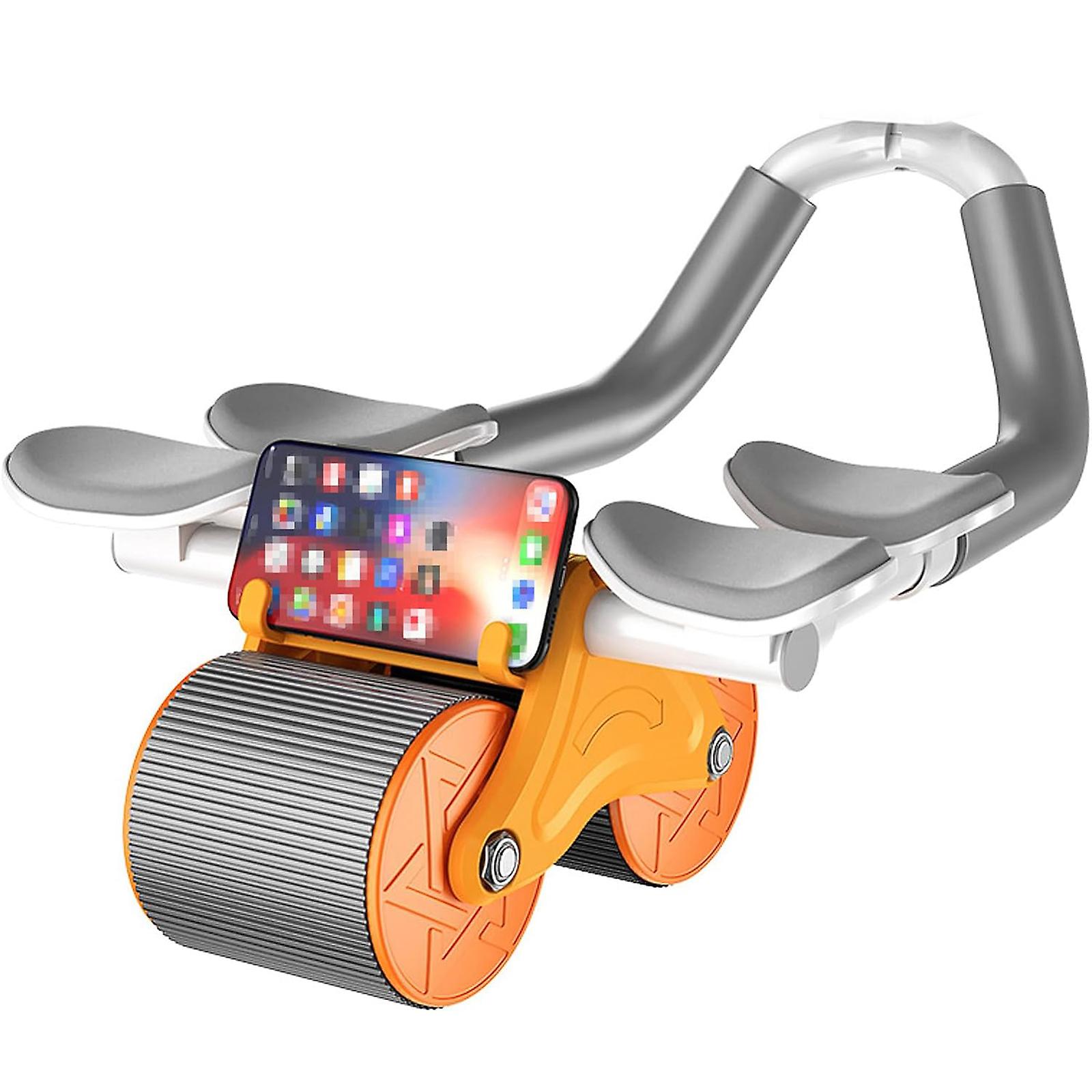 Rouleau abdominal avec support pour coudes, 1 pièce : Renforcez votre tronc avec cet équipement de base pour la maison, doté d'un rebond automatique et d'un tapis en mousse pour les genoux.