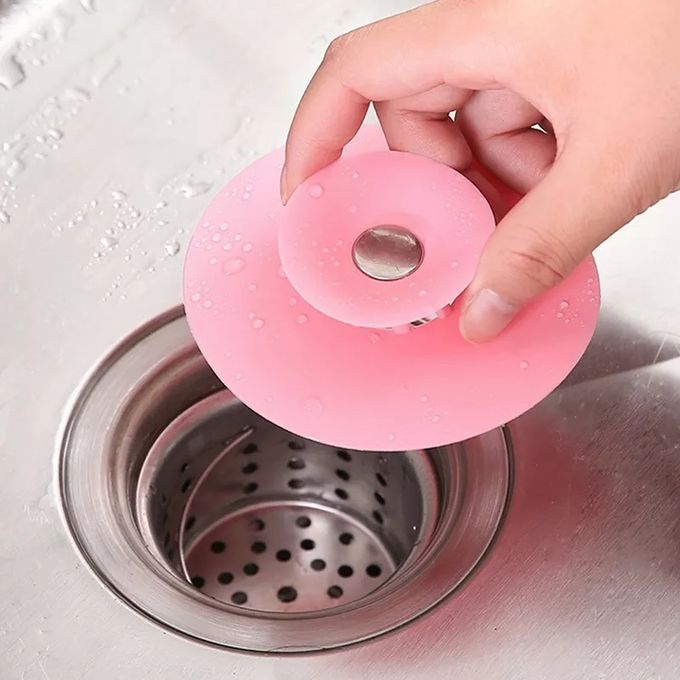 Bouchon de baignoire de douche en silicone (rose)